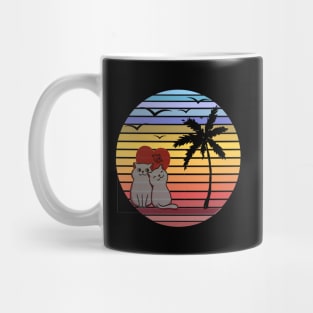 cute cat vintage retro style| cats lovers| cats lover,cat retro vintage sunset rainbow| Mug